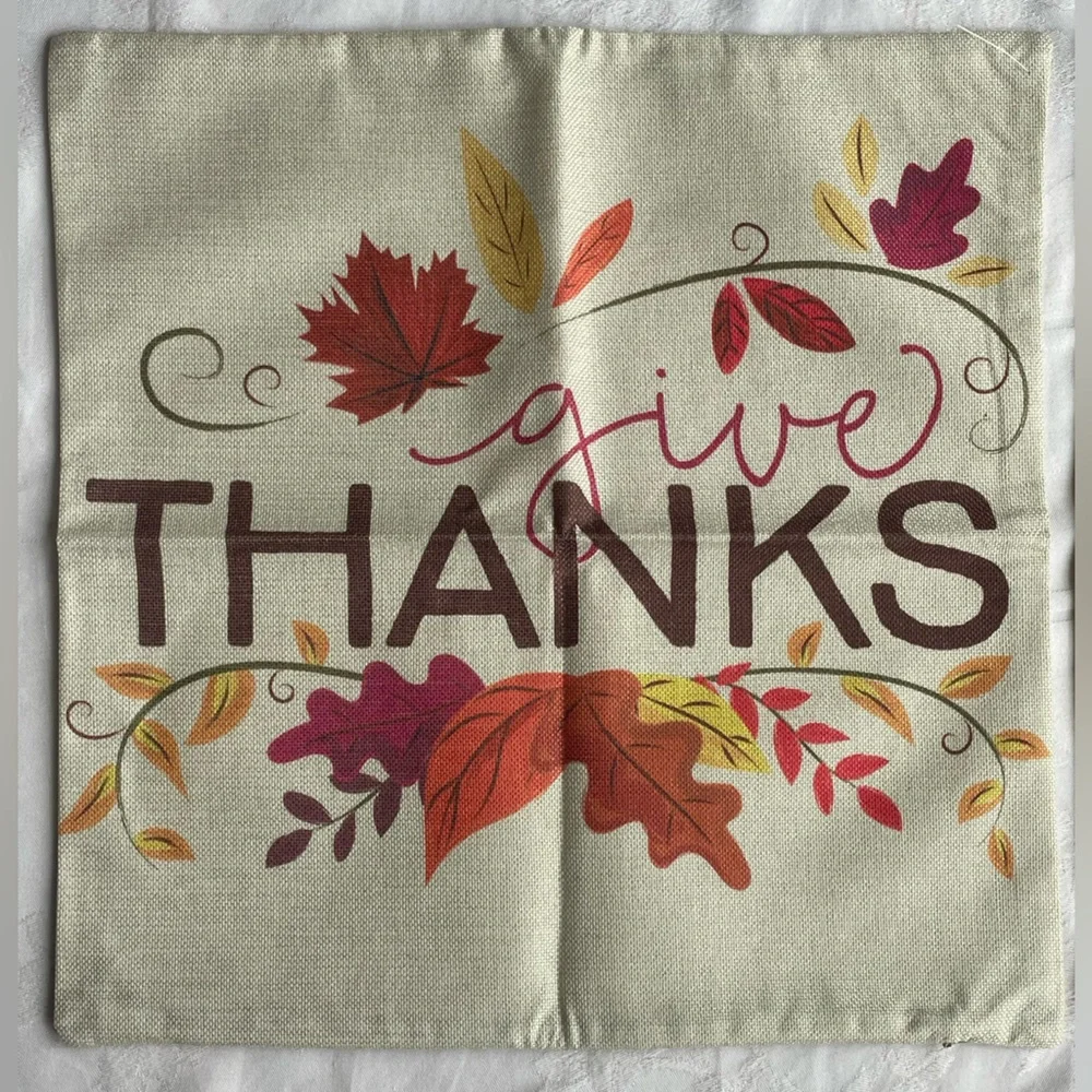 Fall Autumn Be Grateful Give Thanks Throw Pillow Covers 17.5x17.5 Set of 2